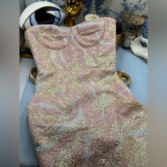🆕 BRONX & BANCO 🧿 NWOT Dahlia Blush Multi Sequin Maxi Dress - Sz XS US 2 - Picture 11 of 13